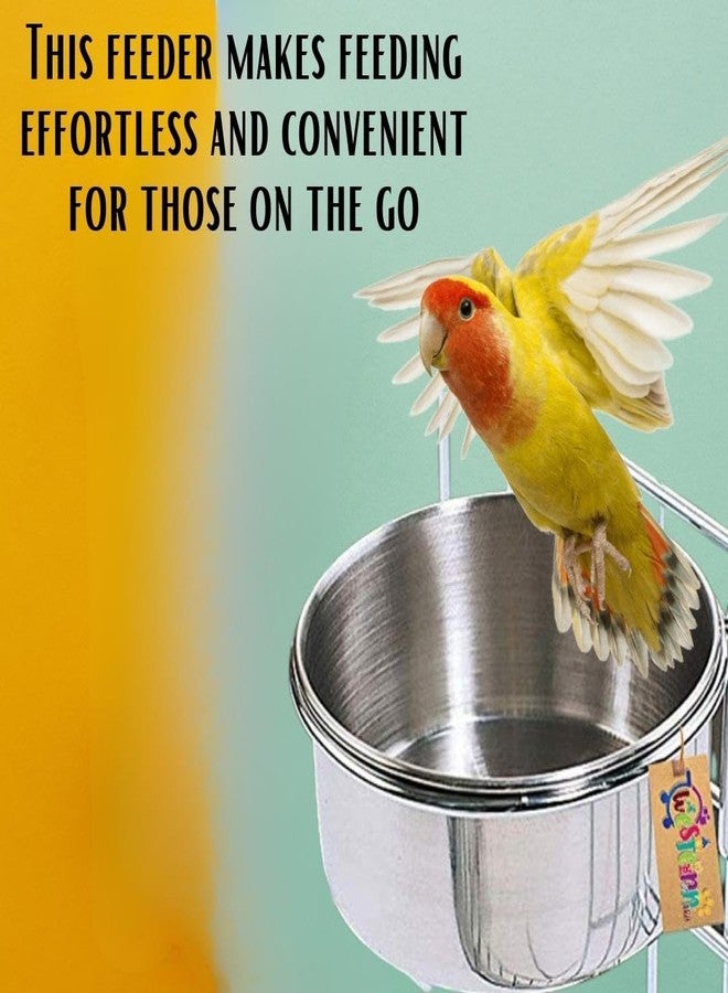 سايج سكوير وعاء طعام وبذور وماء للطيور من الفولاذ المقاوم للصدأ من سيج سكوير، مزود بحامل/علاقة - لا انسكاب ولا فوضى (قطعة واحدة) (200 مل) - Image 5